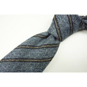 Cesare Attolini Light Blue Beige Striped Wool Blend Woven Tie BRAND NEW